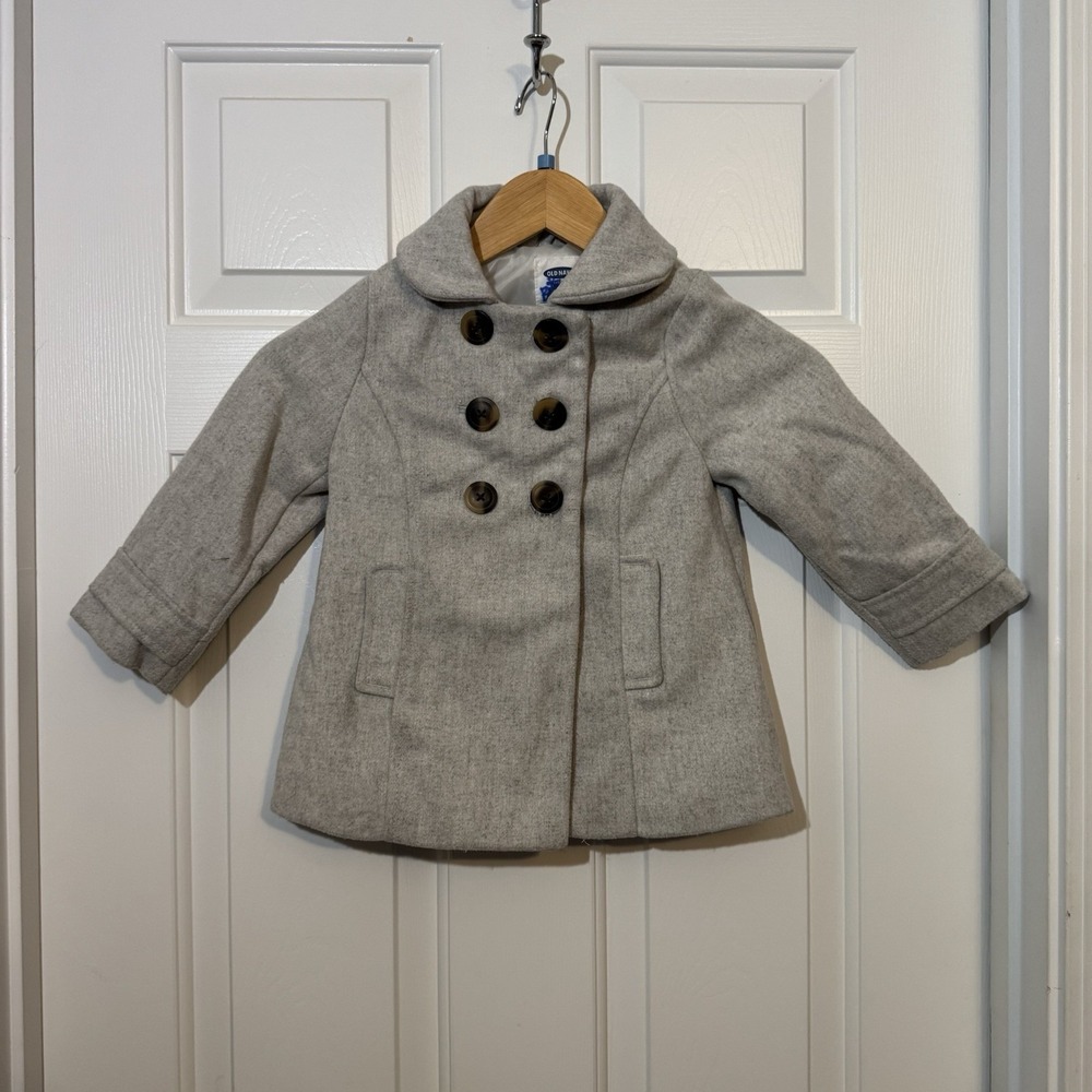 Old Navy Toddler Preppy Pea Coat Oatmeal Gray Toddler Size 3T